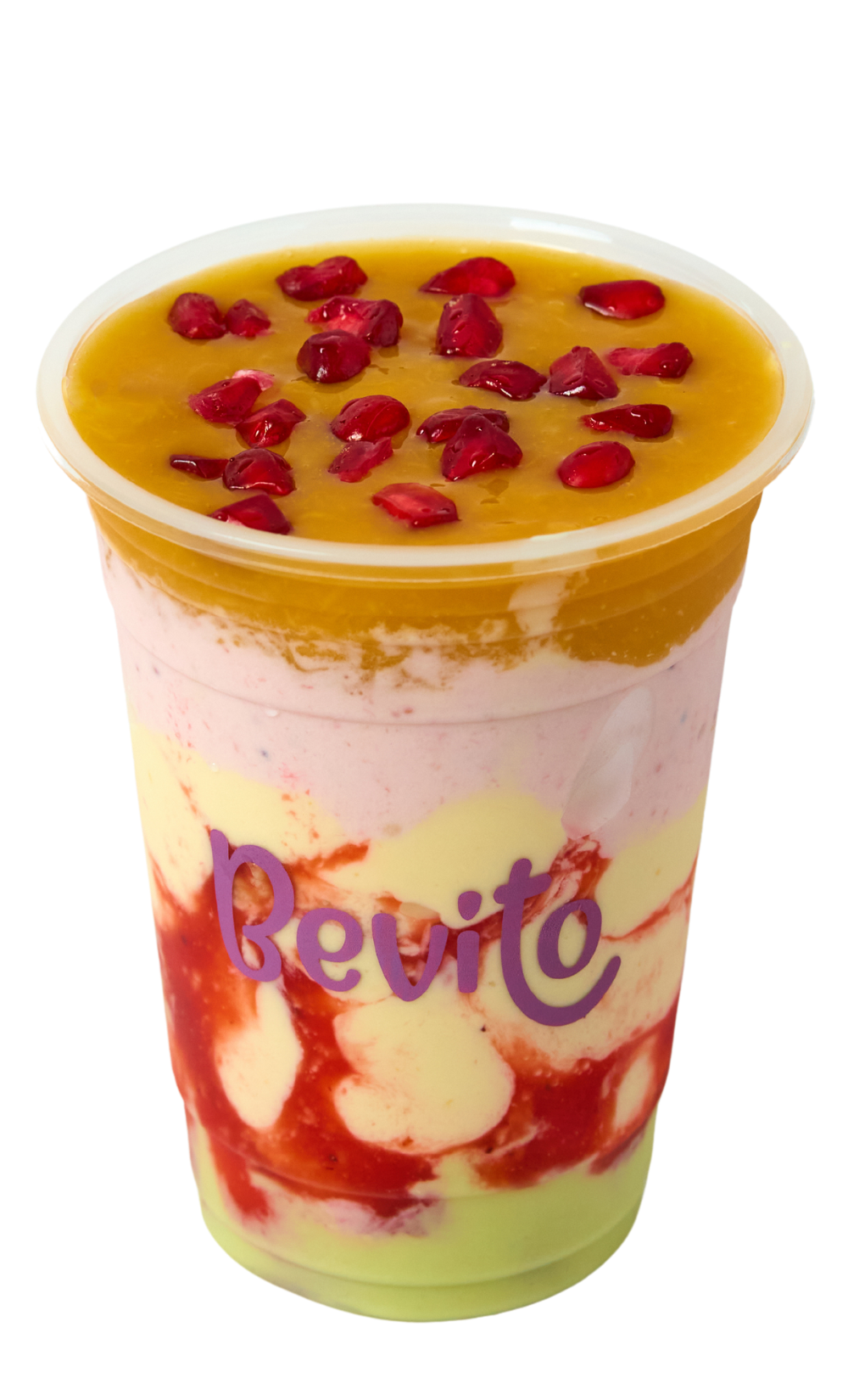 Bevito Original — strawberry, mango, banana, pomegranate and avocado layered drink
